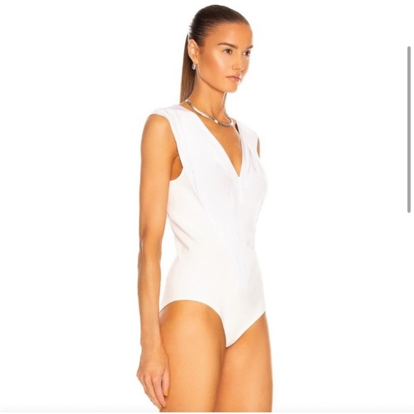 NWT RtA Jovenna V-Neck Pleated Bodysuit in White XXSmall - Picture 2 of 8